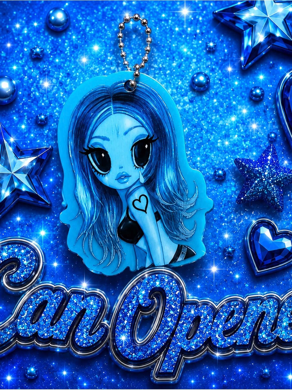 Blue Cartoon Keychain Phone Charm - Brand